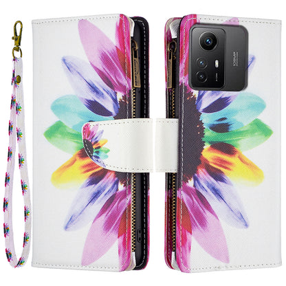 BF03 Zipper Pocket Wallet Case for Xiaomi Redmi Note 12S 4G PU Leather Stand Pattern Printing Phone Cover