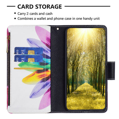 BF03 Zipper Pocket Wallet Case for Xiaomi Redmi Note 12S 4G PU Leather Stand Pattern Printing Phone Cover