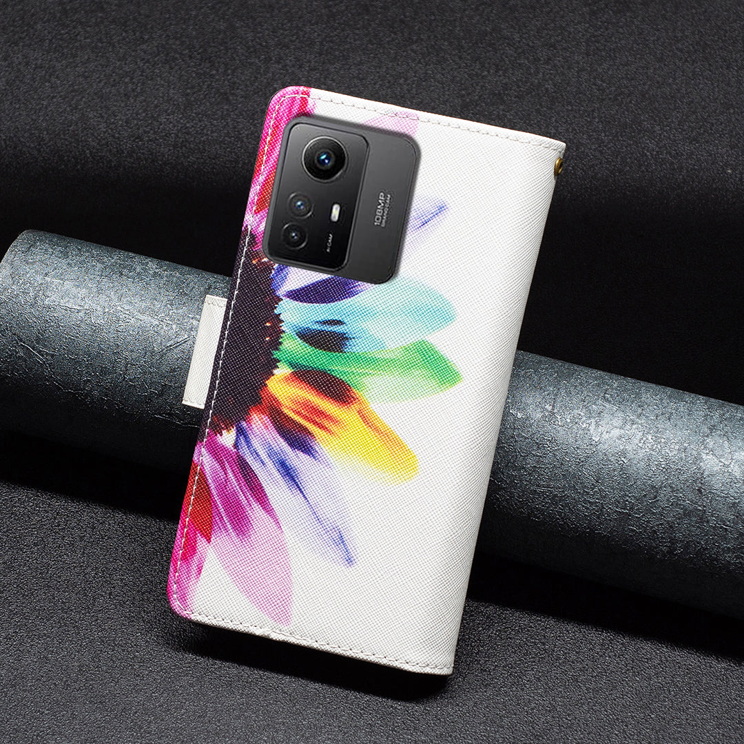 BF03 Zipper Pocket Wallet Case for Xiaomi Redmi Note 12S 4G PU Leather Stand Pattern Printing Phone Cover