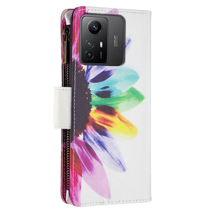 BF03 Zipper Pocket Wallet Case for Xiaomi Redmi Note 12S 4G PU Leather Stand Pattern Printing Phone Cover