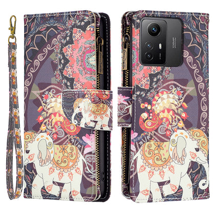 BF03 Zipper Pocket Wallet Case for Xiaomi Redmi Note 12S 4G PU Leather Stand Pattern Printing Phone Cover