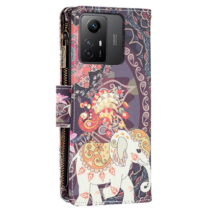 BF03 Zipper Pocket Wallet Case for Xiaomi Redmi Note 12S 4G PU Leather Stand Pattern Printing Phone Cover