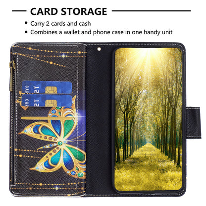 BF03 Zipper Pocket Wallet Case for Xiaomi Redmi Note 12S 4G PU Leather Stand Pattern Printing Phone Cover