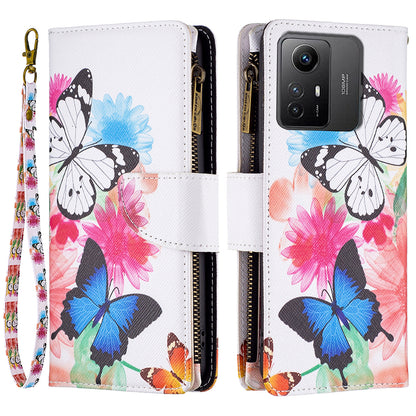 BF03 Zipper Pocket Wallet Case for Xiaomi Redmi Note 12S 4G PU Leather Stand Pattern Printing Phone Cover