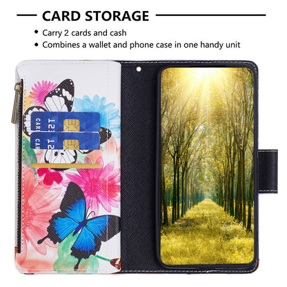 BF03 Zipper Pocket Wallet Case for Xiaomi Redmi Note 12S 4G PU Leather Stand Pattern Printing Phone Cover