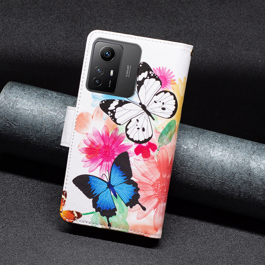 BF03 Zipper Pocket Wallet Case for Xiaomi Redmi Note 12S 4G PU Leather Stand Pattern Printing Phone Cover