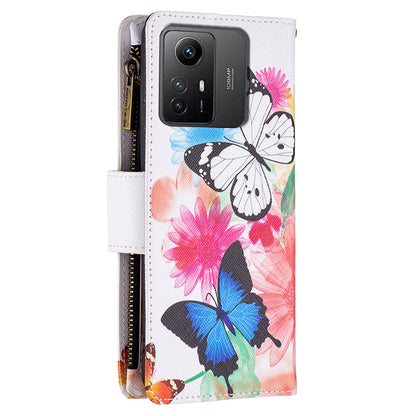 BF03 Zipper Pocket Wallet Case for Xiaomi Redmi Note 12S 4G PU Leather Stand Pattern Printing Phone Cover