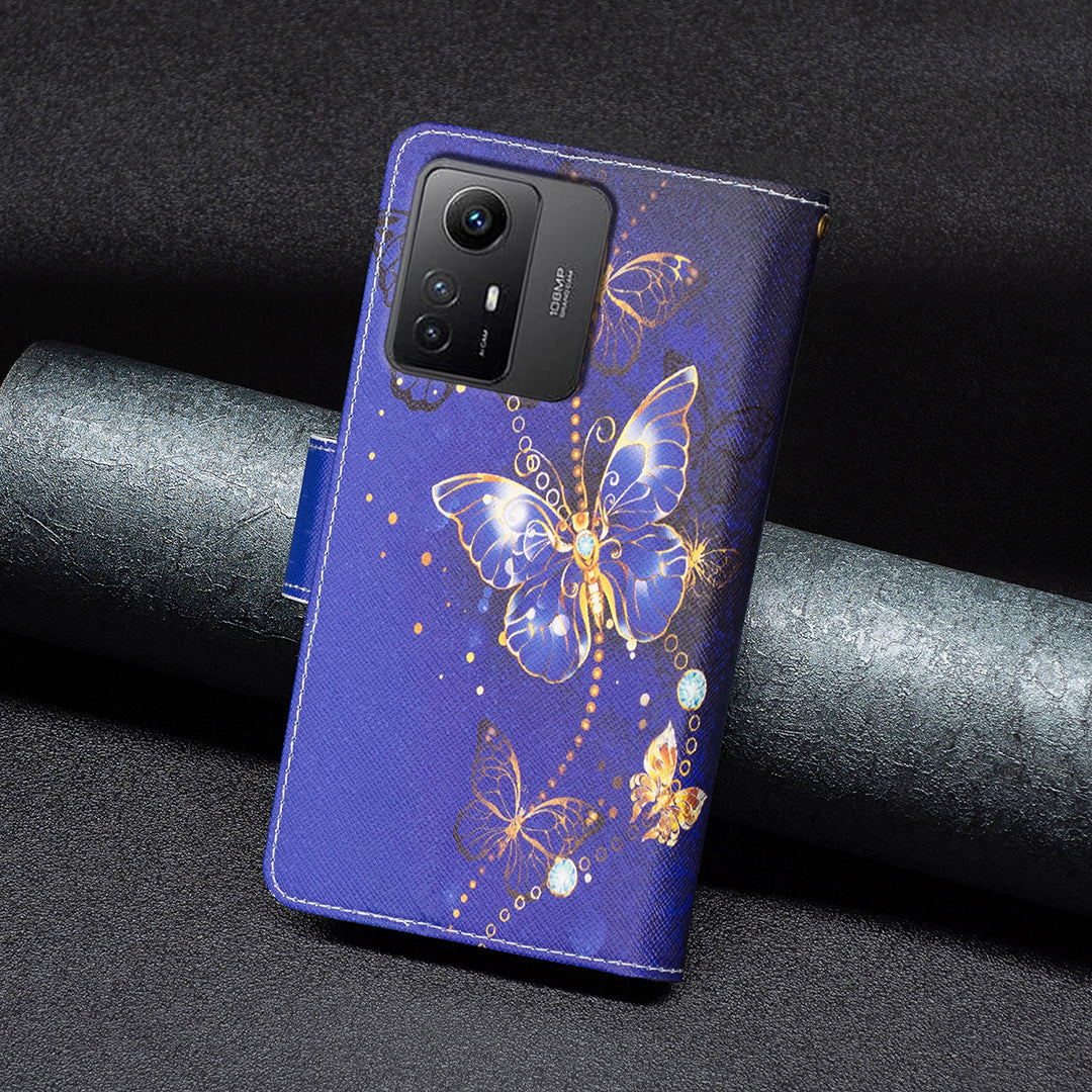 BF03 Zipper Pocket Wallet Case for Xiaomi Redmi Note 12S 4G PU Leather Stand Pattern Printing Phone Cover