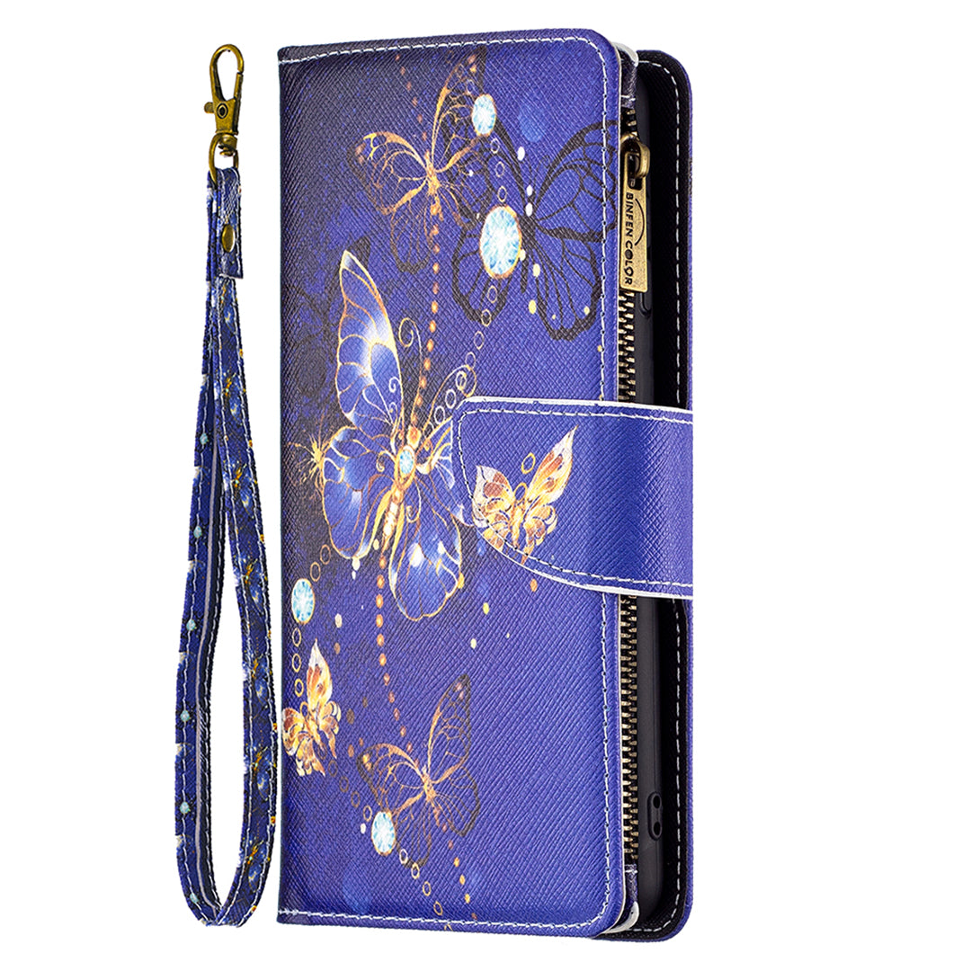BF03 Zipper Pocket Wallet Case for Xiaomi Redmi Note 12S 4G PU Leather Stand Pattern Printing Phone Cover