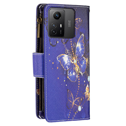 BF03 Zipper Pocket Wallet Case for Xiaomi Redmi Note 12S 4G PU Leather Stand Pattern Printing Phone Cover