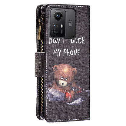 BF03 Zipper Pocket Wallet Case for Xiaomi Redmi Note 12S 4G PU Leather Stand Pattern Printing Phone Cover