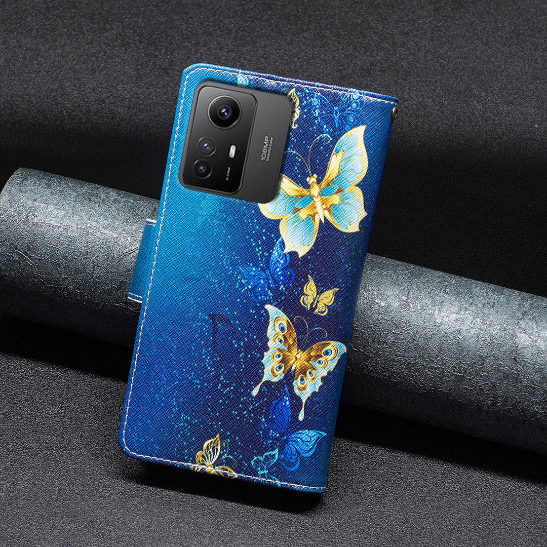 BF03 Zipper Pocket Wallet Case for Xiaomi Redmi Note 12S 4G PU Leather Stand Pattern Printing Phone Cover