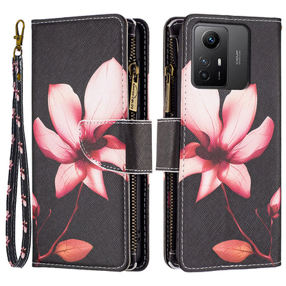BF03 Zipper Pocket Wallet Case for Xiaomi Redmi Note 12S 4G PU Leather Stand Pattern Printing Phone Cover