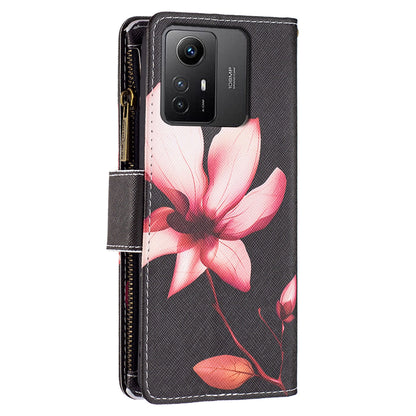 BF03 Zipper Pocket Wallet Case for Xiaomi Redmi Note 12S 4G PU Leather Stand Pattern Printing Phone Cover
