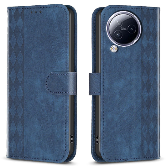 Imprinted Rhombus Phone Case For Xiaomi Civi 3 5G , Stand Wallet PU Leather Cell Phone Cover