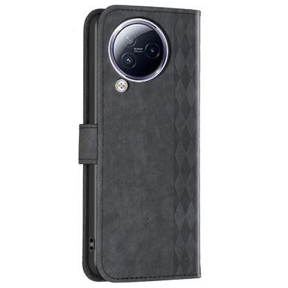 Imprinted Rhombus Phone Case For Xiaomi Civi 3 5G , Stand Wallet PU Leather Cell Phone Cover