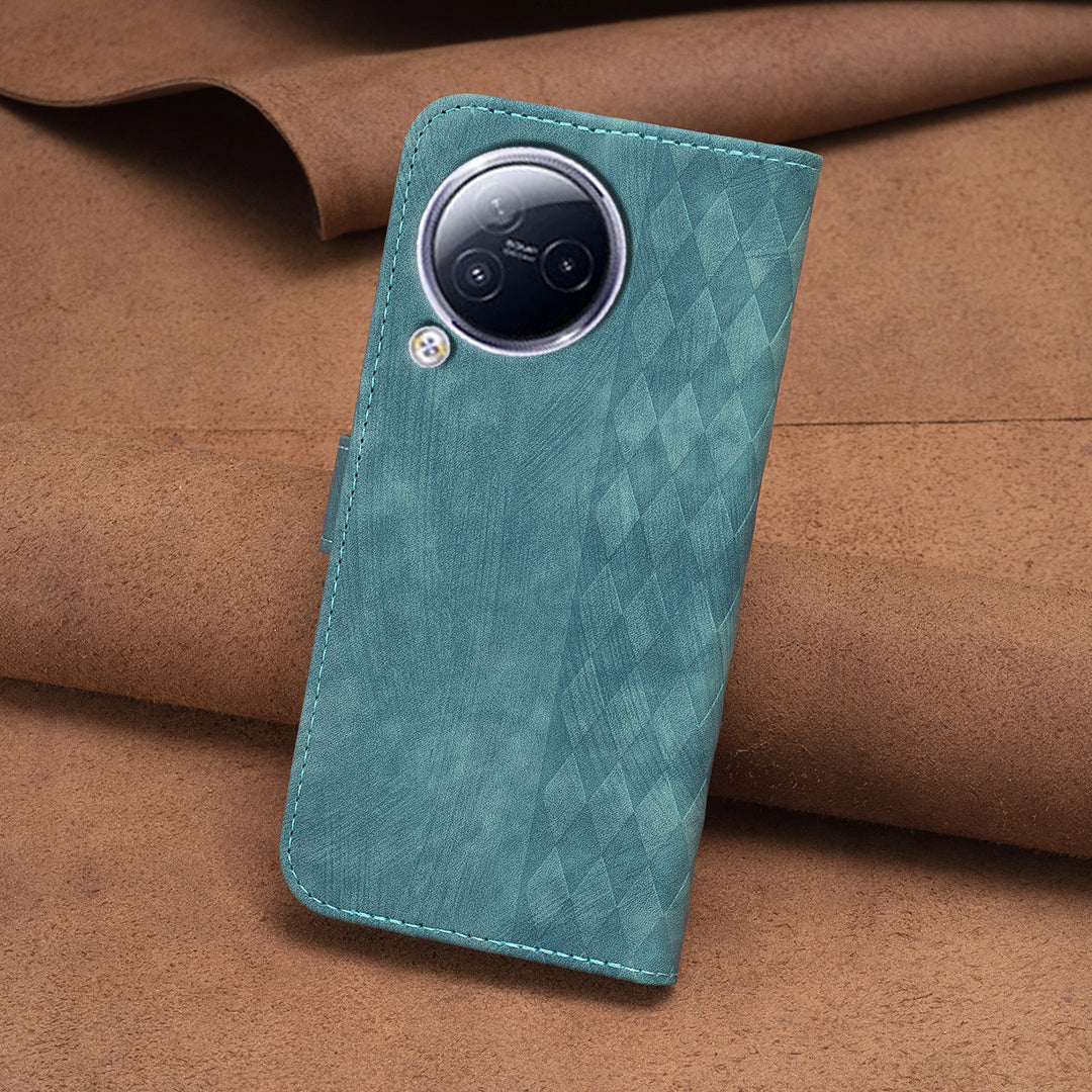 Imprinted Rhombus Phone Case For Xiaomi Civi 3 5G , Stand Wallet PU Leather Cell Phone Cover