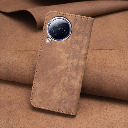 Imprinted Rhombus Phone Case For Xiaomi Civi 3 5G , Stand Wallet PU Leather Cell Phone Cover