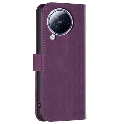 Imprinted Rhombus Phone Case For Xiaomi Civi 3 5G , Stand Wallet PU Leather Cell Phone Cover