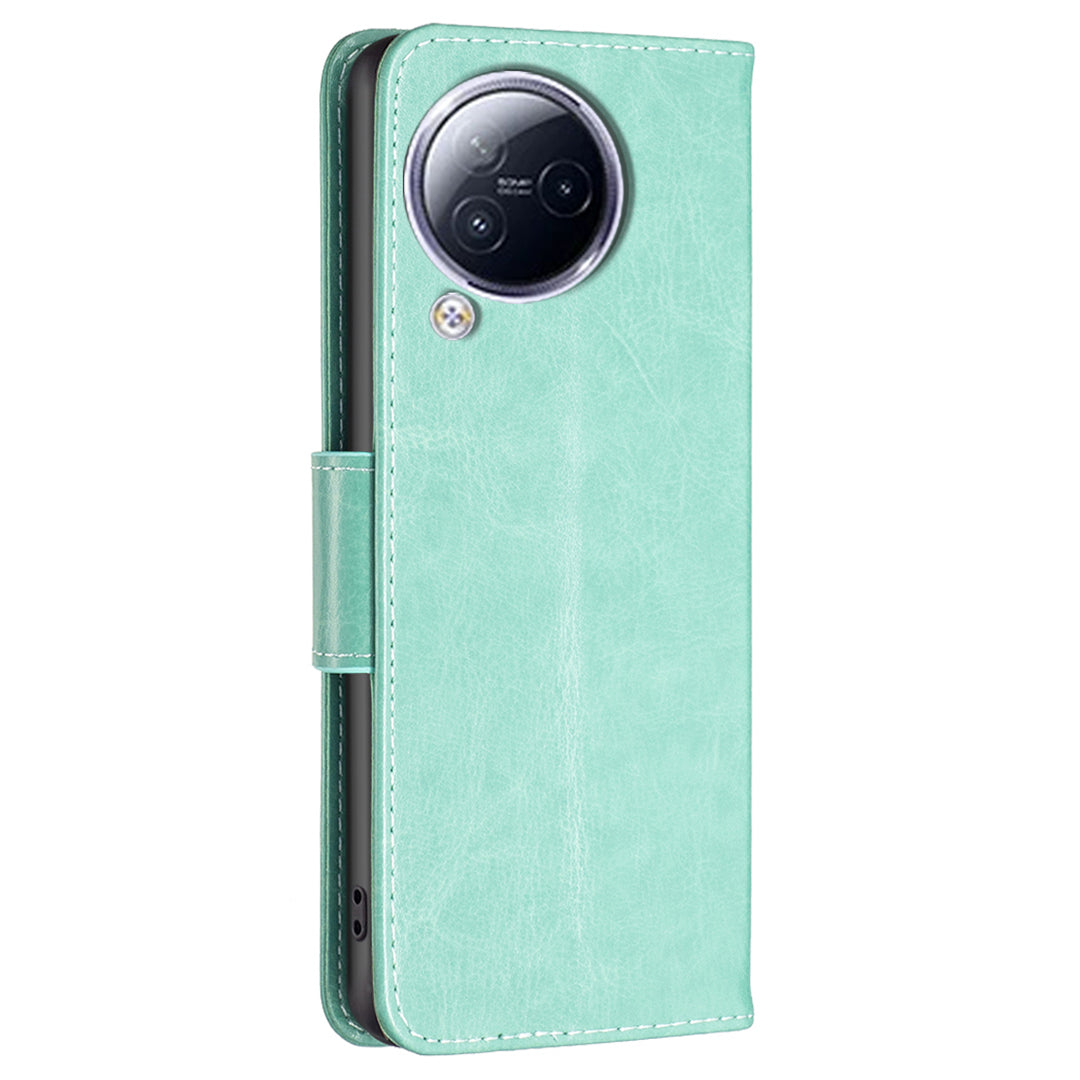 For Xiaomi Civi 3 5G Wallet Phone Case Butterfly Imprinted Butterfly Leather Flip Cover with Strap