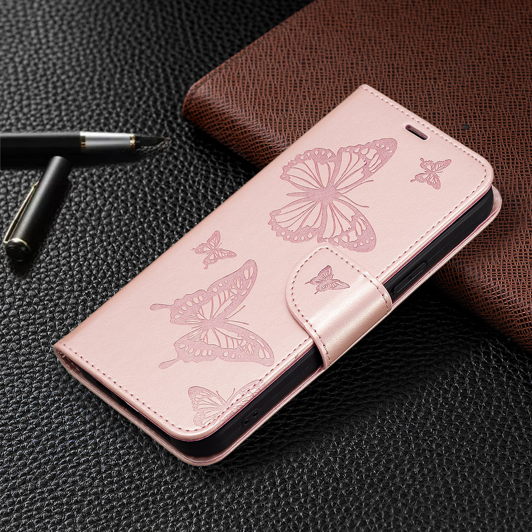 For Xiaomi Civi 3 5G Wallet Phone Case Butterfly Imprinted Butterfly Leather Flip Cover with Strap