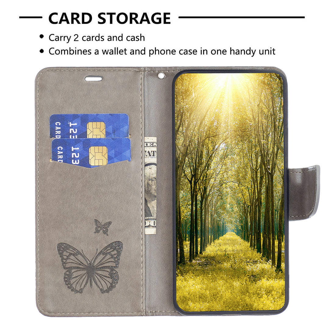 For Xiaomi Civi 3 5G Wallet Phone Case Butterfly Imprinted Butterfly Leather Flip Cover with Strap