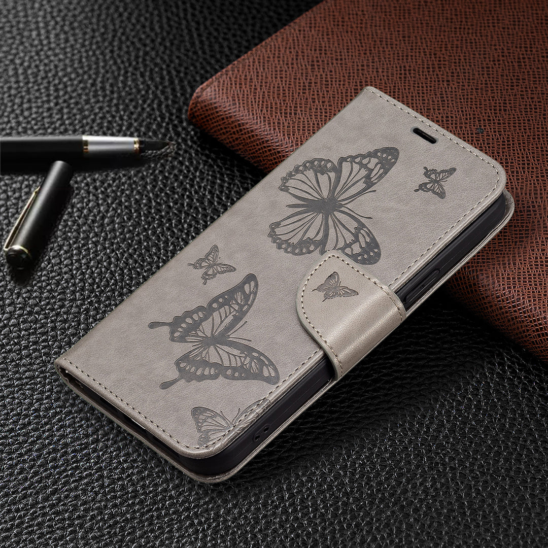 For Xiaomi Civi 3 5G Wallet Phone Case Butterfly Imprinted Butterfly Leather Flip Cover with Strap