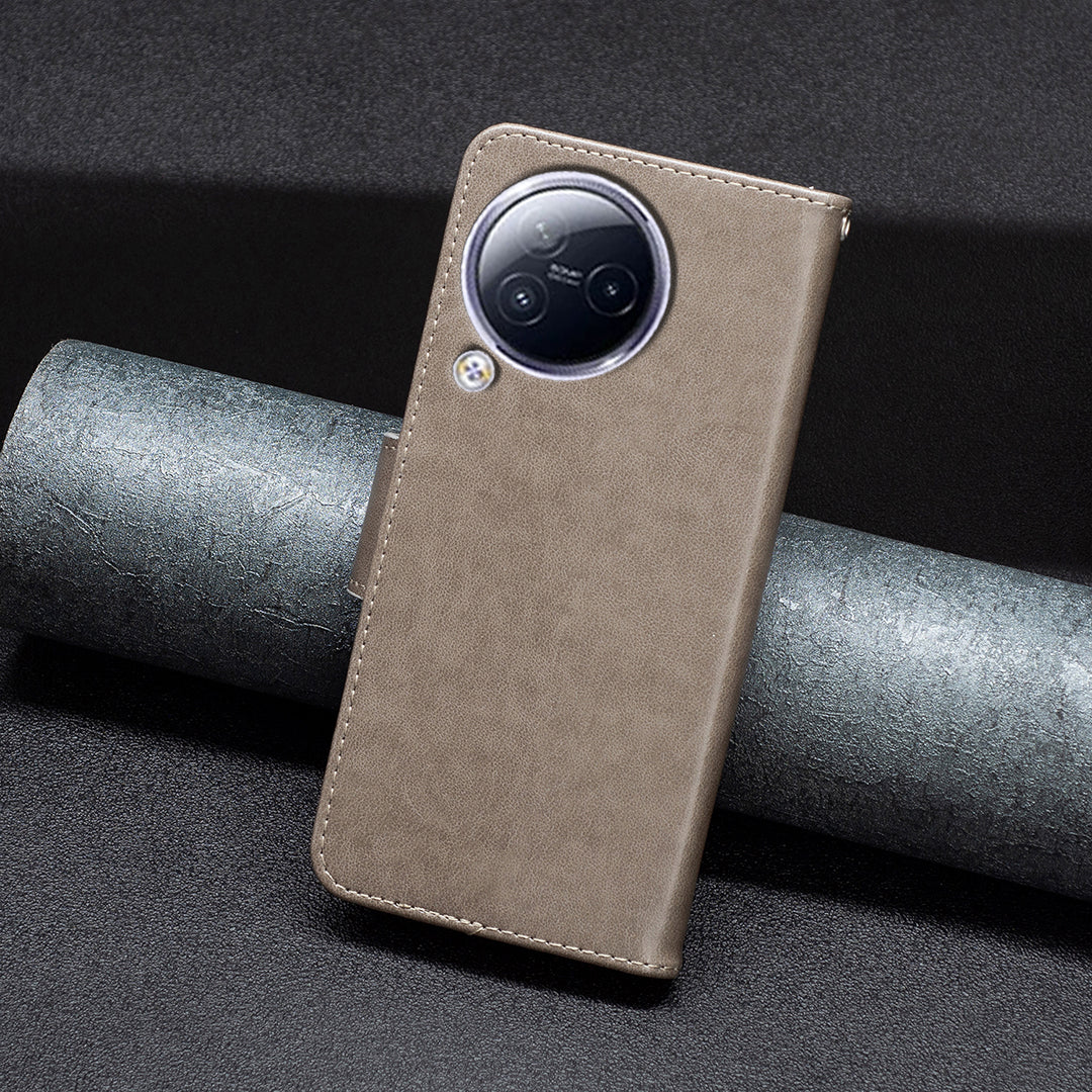 For Xiaomi Civi 3 5G Wallet Phone Case Butterfly Imprinted Butterfly Leather Flip Cover with Strap