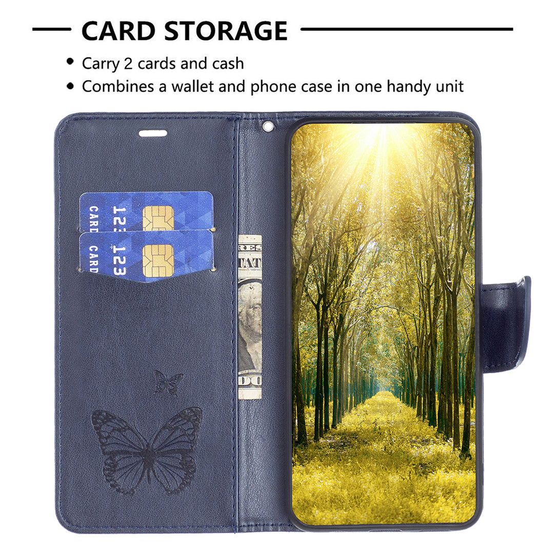 For Xiaomi Civi 3 5G Wallet Phone Case Butterfly Imprinted Butterfly Leather Flip Cover with Strap