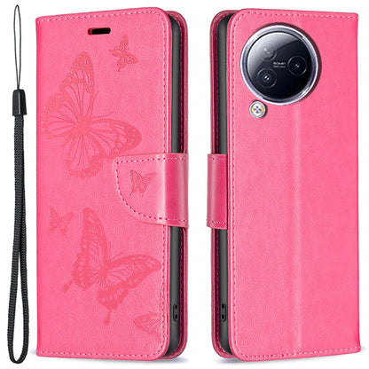 For Xiaomi Civi 3 5G Wallet Phone Case Butterfly Imprinted Butterfly Leather Flip Cover with Strap