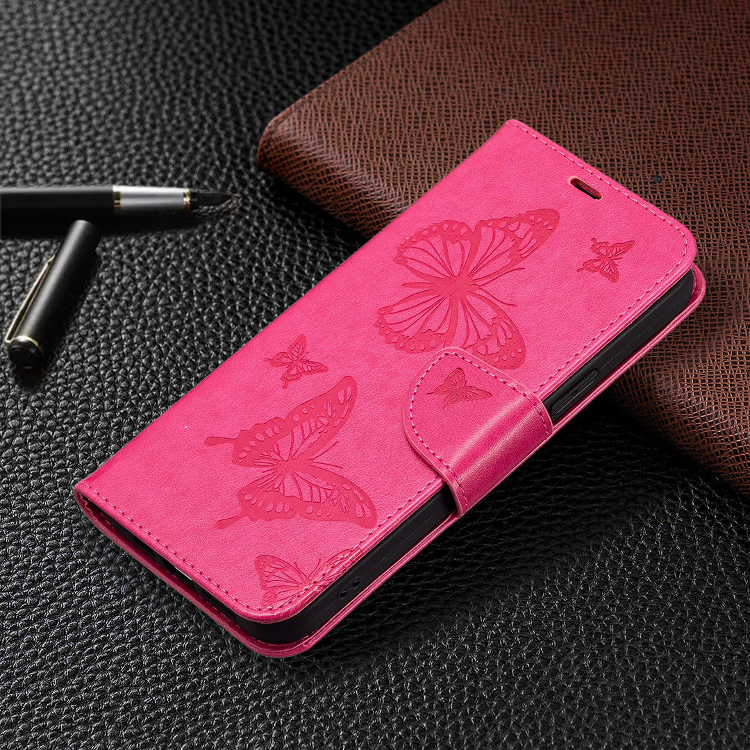 For Xiaomi Civi 3 5G Wallet Phone Case Butterfly Imprinted Butterfly Leather Flip Cover with Strap