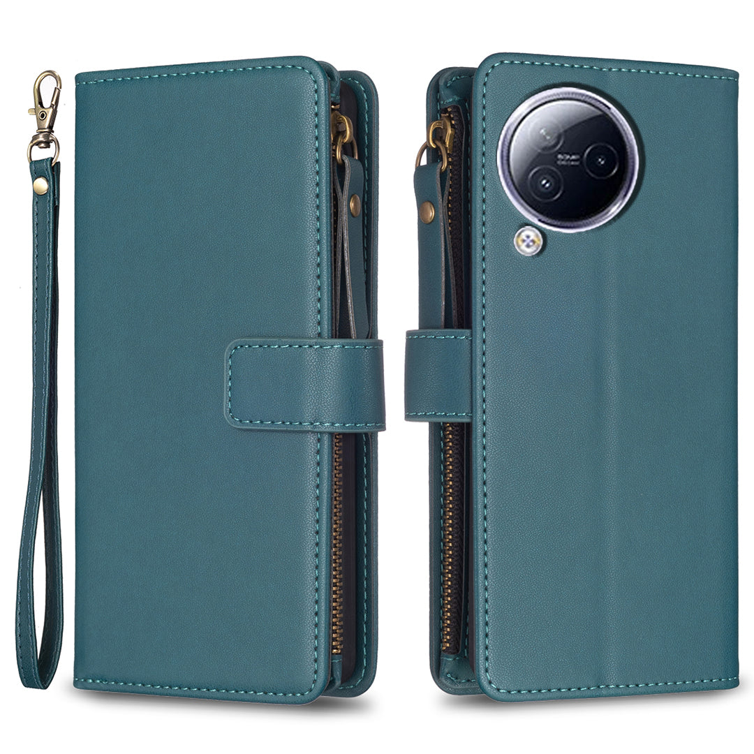 BF Style-19 for Xiaomi Civi 3 5G Zipper Pocket PU Leather Case Bump Proof Phone Cover with Wallet Stand