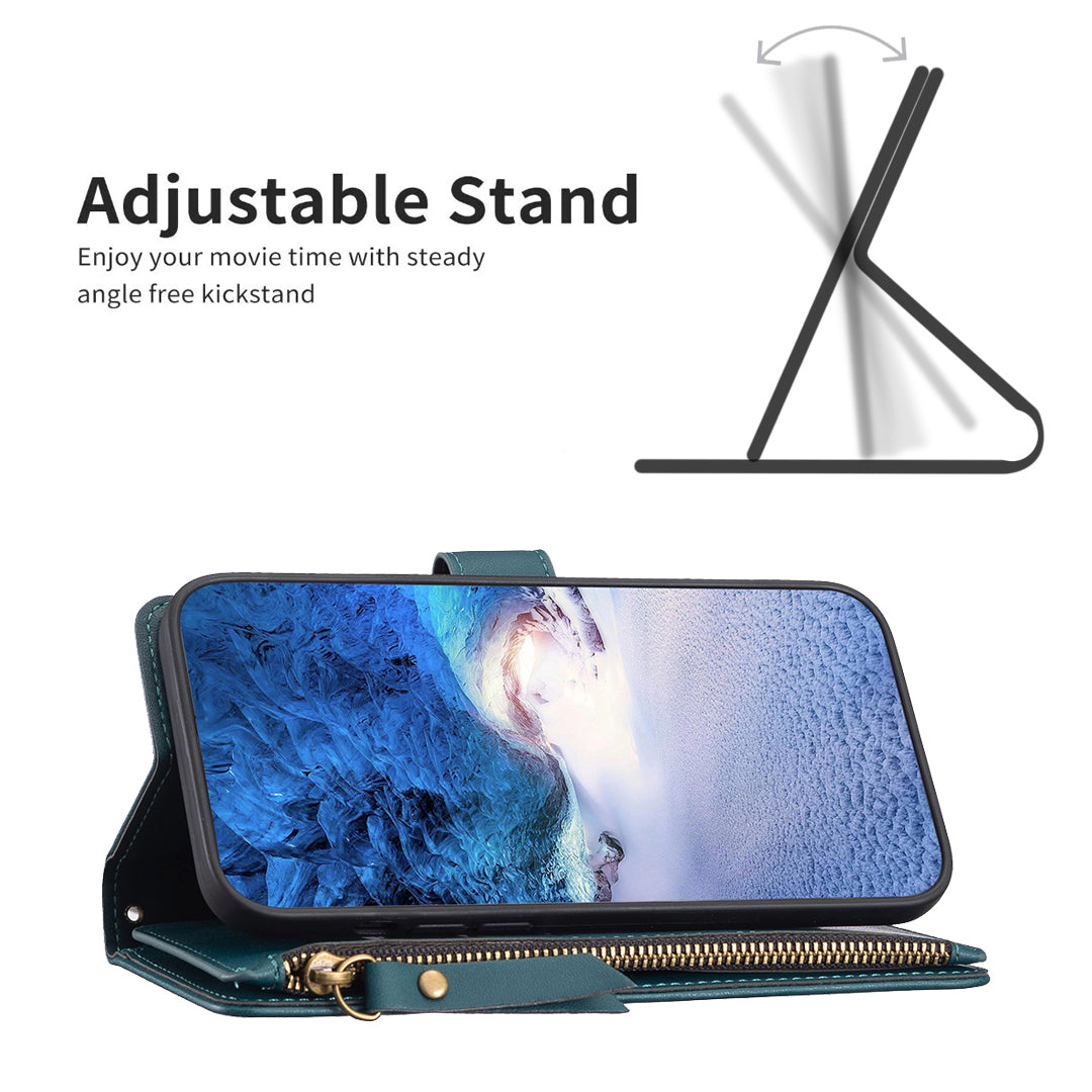 BF Style-19 for Xiaomi Civi 3 5G Zipper Pocket PU Leather Case Bump Proof Phone Cover with Wallet Stand