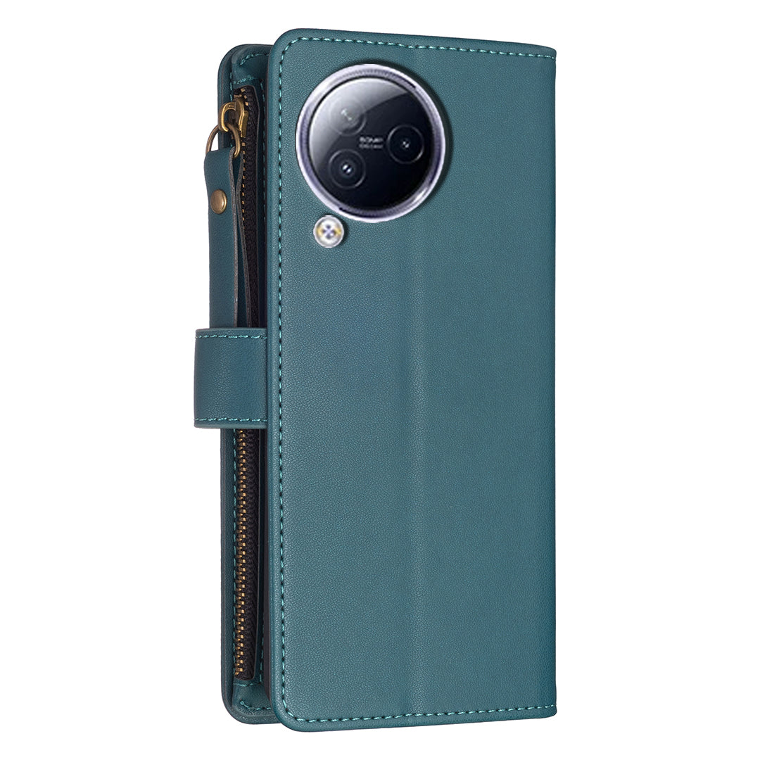 BF Style-19 for Xiaomi Civi 3 5G Zipper Pocket PU Leather Case Bump Proof Phone Cover with Wallet Stand