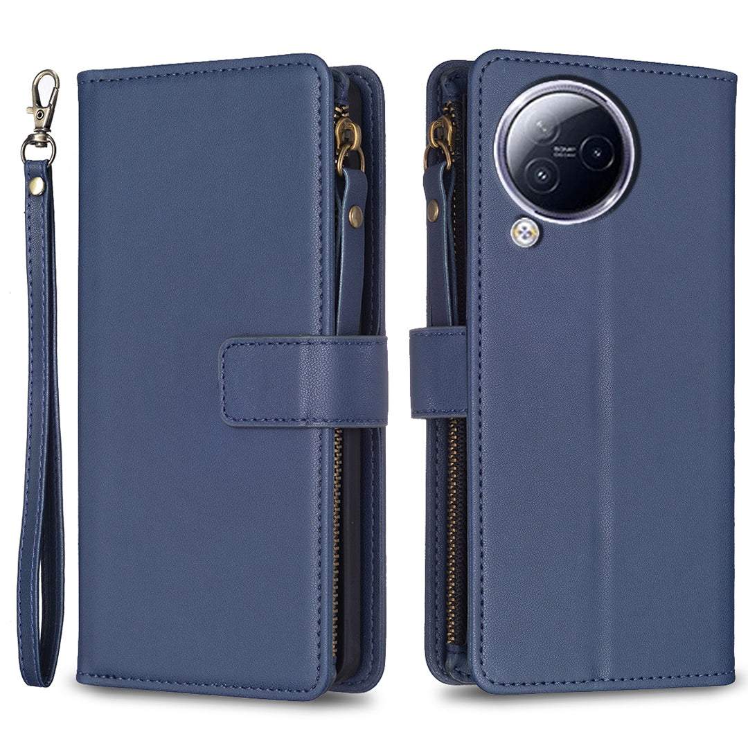 BF Style-19 for Xiaomi Civi 3 5G Zipper Pocket PU Leather Case Bump Proof Phone Cover with Wallet Stand