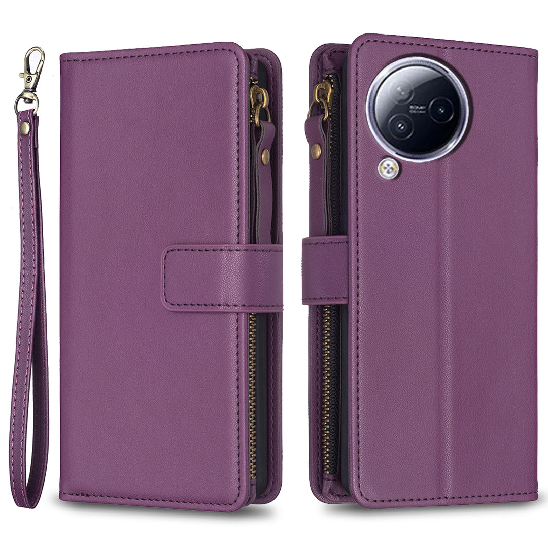 BF Style-19 for Xiaomi Civi 3 5G Zipper Pocket PU Leather Case Bump Proof Phone Cover with Wallet Stand
