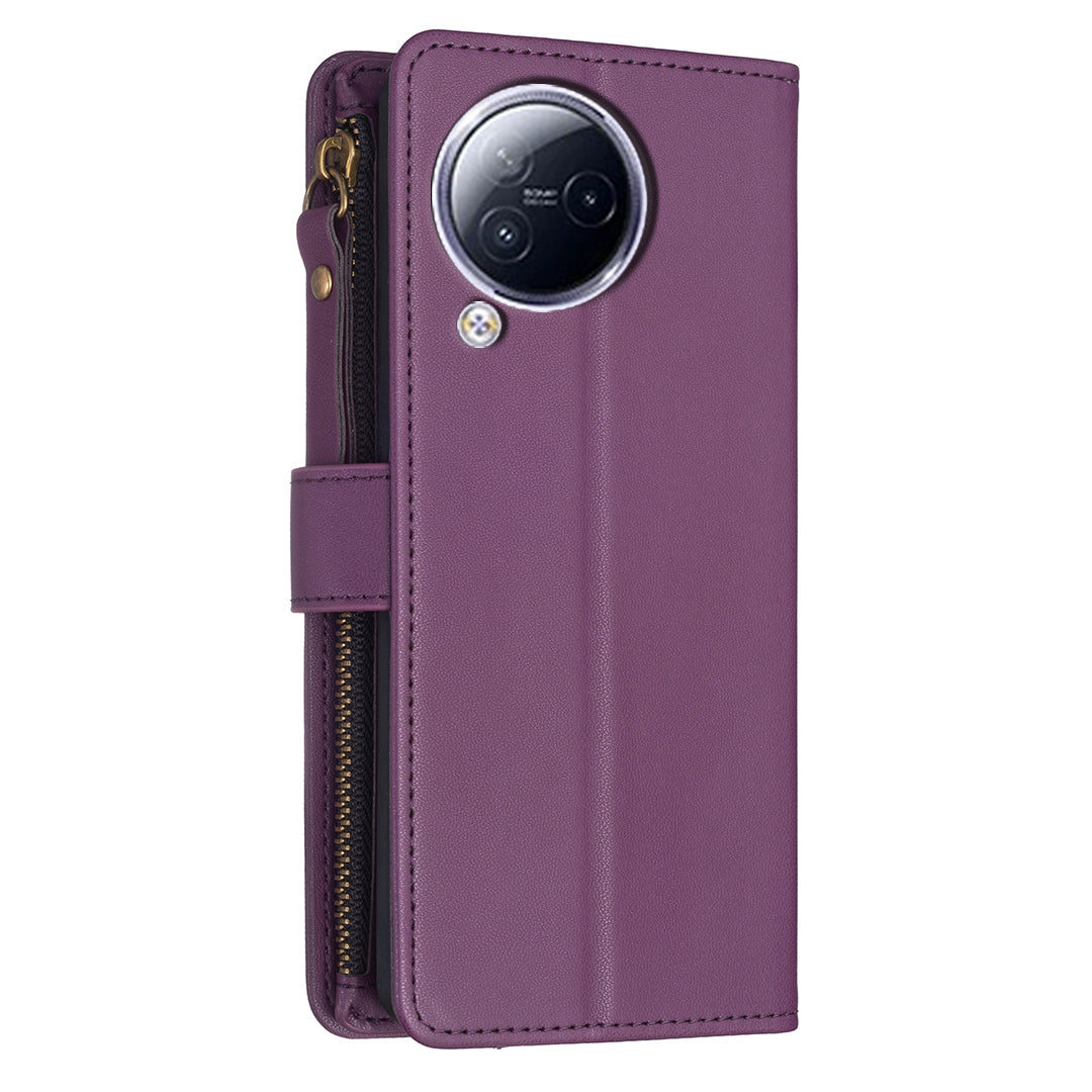 BF Style-19 for Xiaomi Civi 3 5G Zipper Pocket PU Leather Case Bump Proof Phone Cover with Wallet Stand