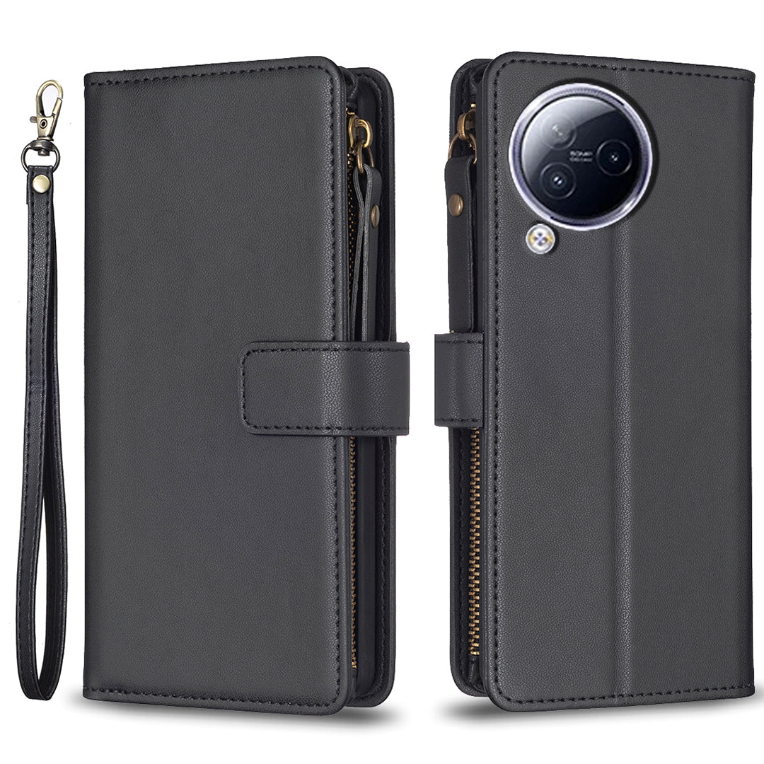 BF Style-19 for Xiaomi Civi 3 5G Zipper Pocket PU Leather Case Bump Proof Phone Cover with Wallet Stand