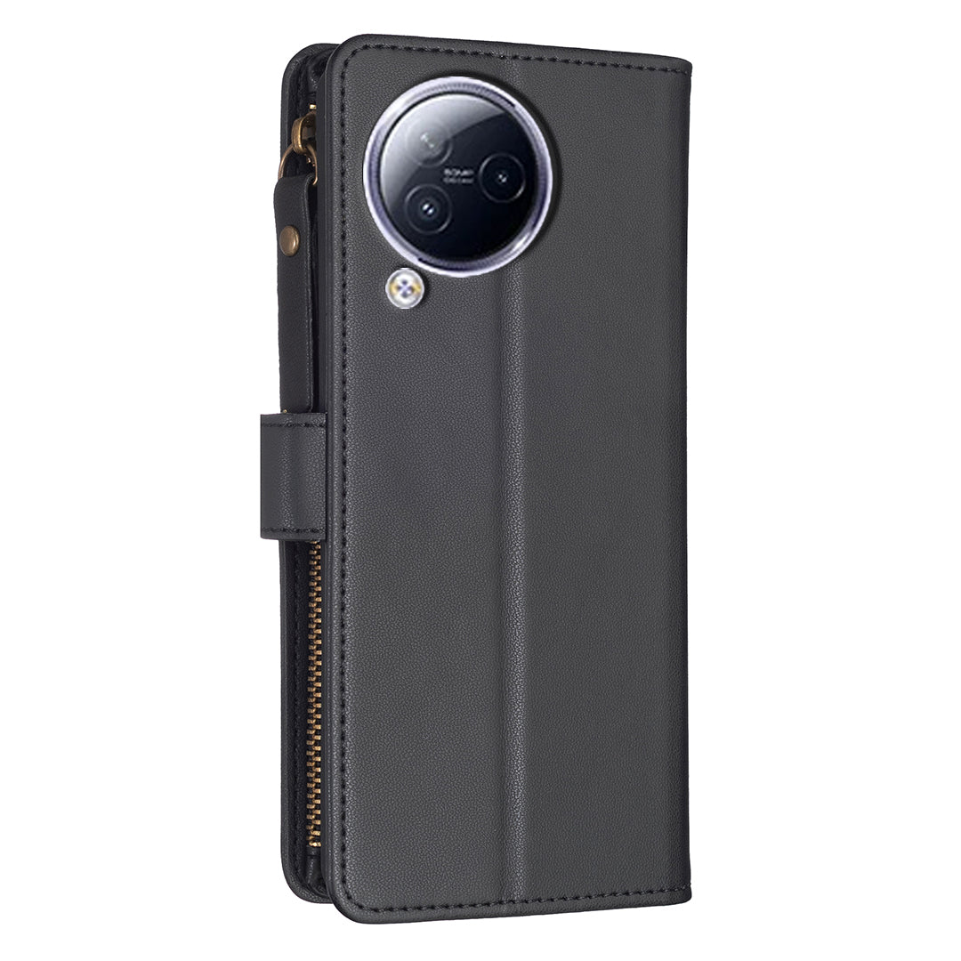 BF Style-19 for Xiaomi Civi 3 5G Zipper Pocket PU Leather Case Bump Proof Phone Cover with Wallet Stand
