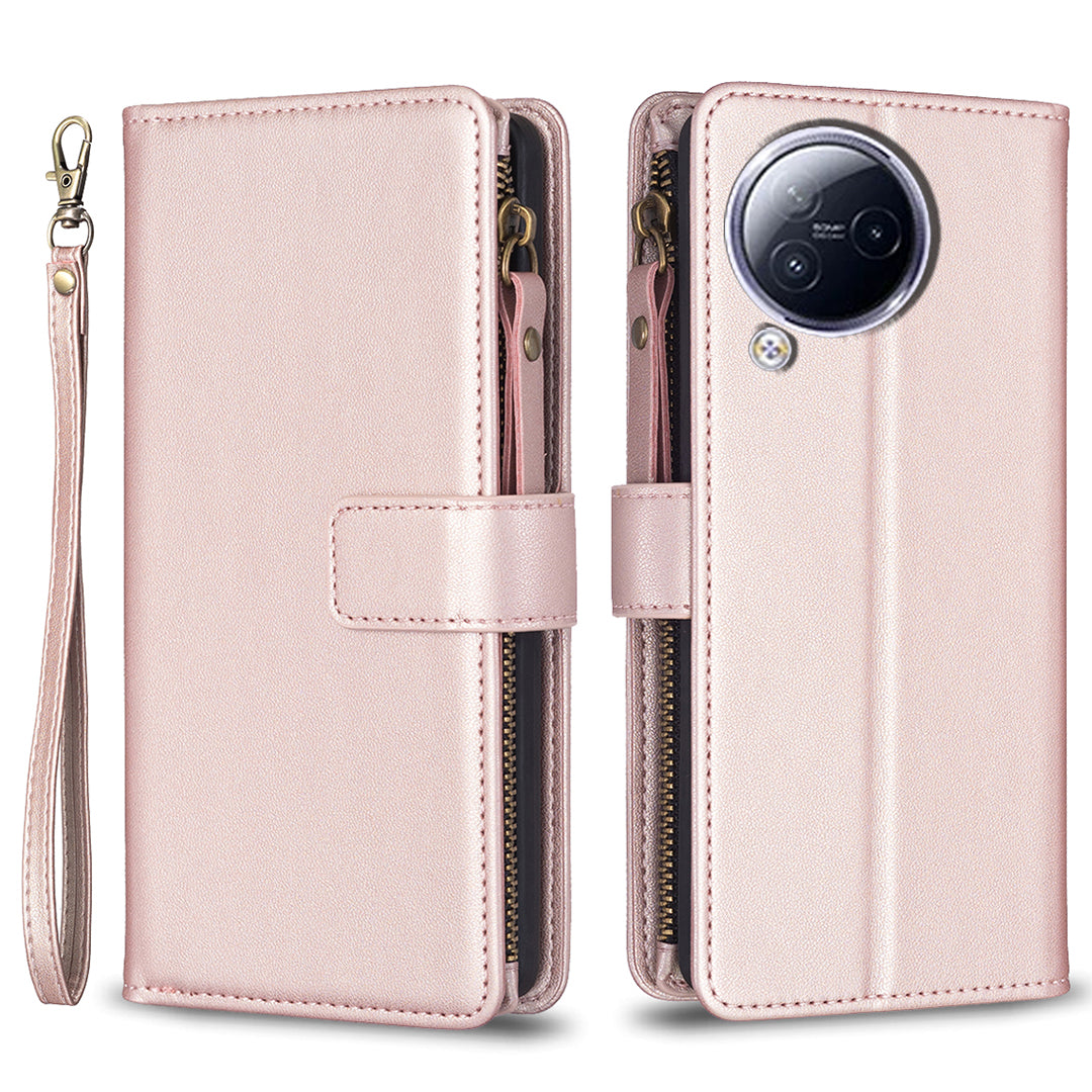 BF Style-19 for Xiaomi Civi 3 5G Zipper Pocket PU Leather Case Bump Proof Phone Cover with Wallet Stand