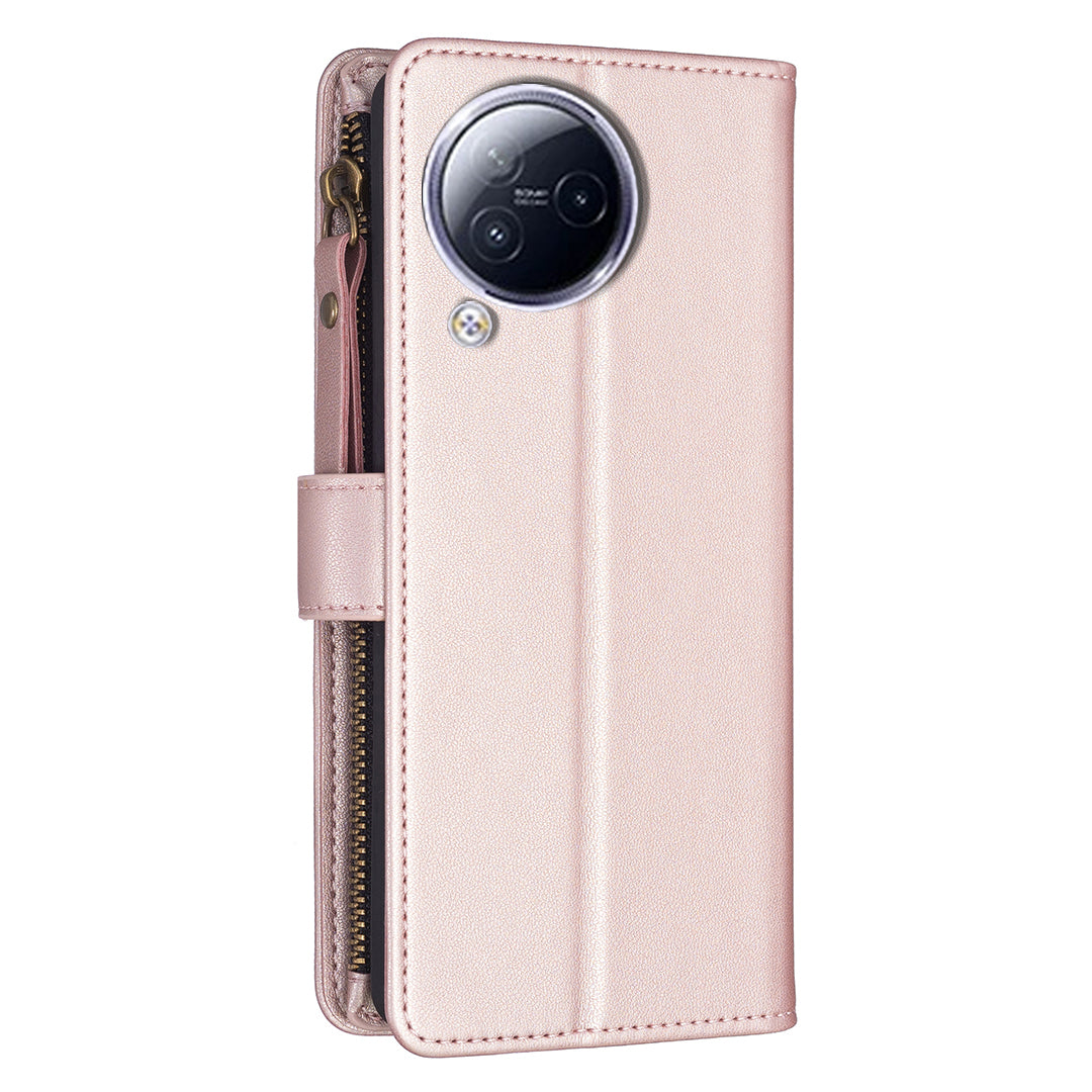 BF Style-19 for Xiaomi Civi 3 5G Zipper Pocket PU Leather Case Bump Proof Phone Cover with Wallet Stand
