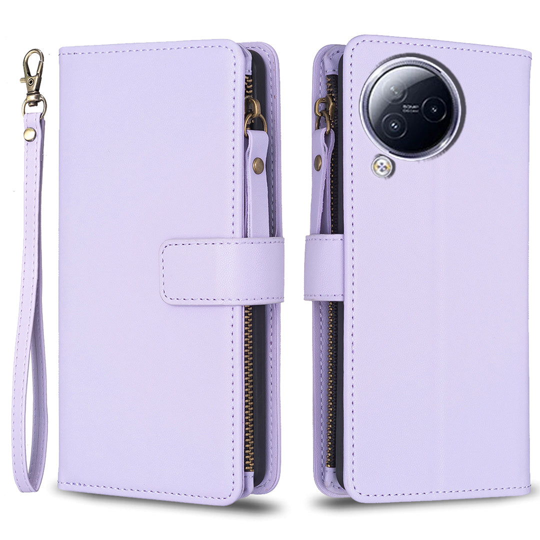 BF Style-19 for Xiaomi Civi 3 5G Zipper Pocket PU Leather Case Bump Proof Phone Cover with Wallet Stand