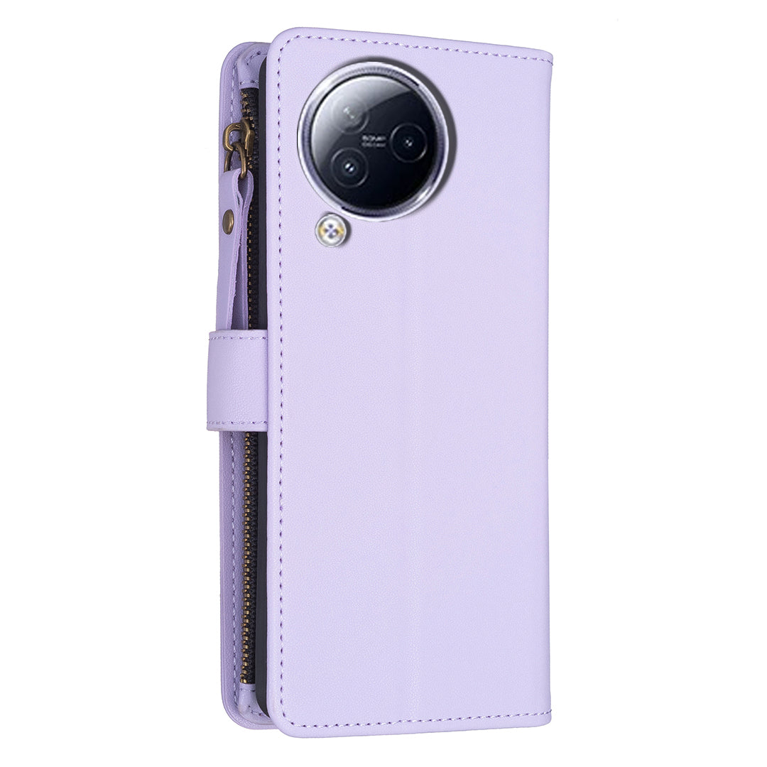 BF Style-19 for Xiaomi Civi 3 5G Zipper Pocket PU Leather Case Bump Proof Phone Cover with Wallet Stand