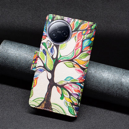 BF03 Zipper Pocket Phone Case for Xiaomi Civi 3 5G Pattern Printing PU Leather Stand Wallet Cover