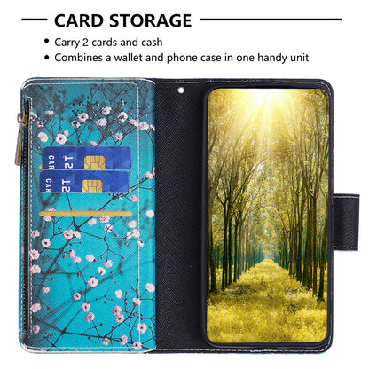 BF03 Zipper Pocket Phone Case for Xiaomi Civi 3 5G Pattern Printing PU Leather Stand Wallet Cover