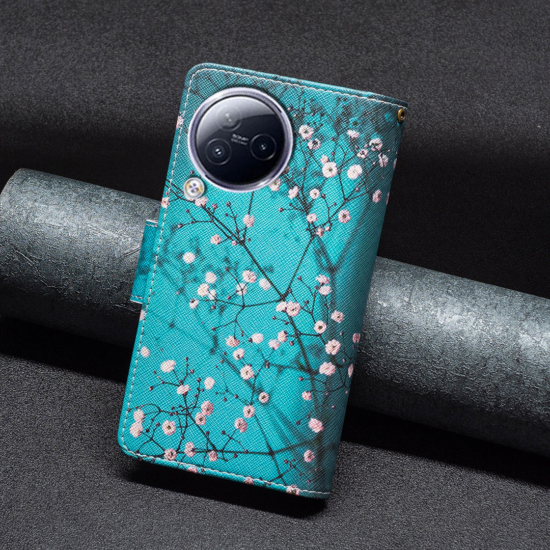 BF03 Zipper Pocket Phone Case for Xiaomi Civi 3 5G Pattern Printing PU Leather Stand Wallet Cover