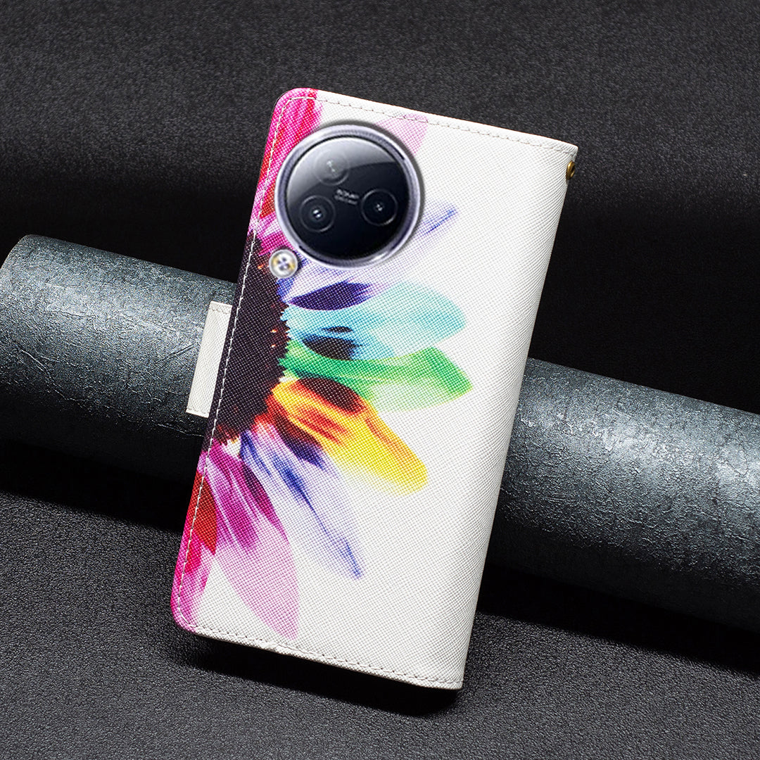 BF03 Zipper Pocket Phone Case for Xiaomi Civi 3 5G Pattern Printing PU Leather Stand Wallet Cover