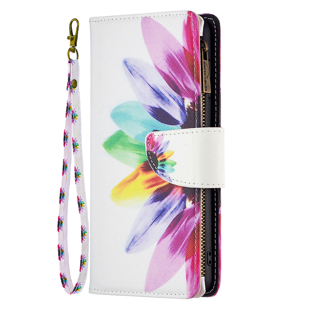 BF03 Zipper Pocket Phone Case for Xiaomi Civi 3 5G Pattern Printing PU Leather Stand Wallet Cover