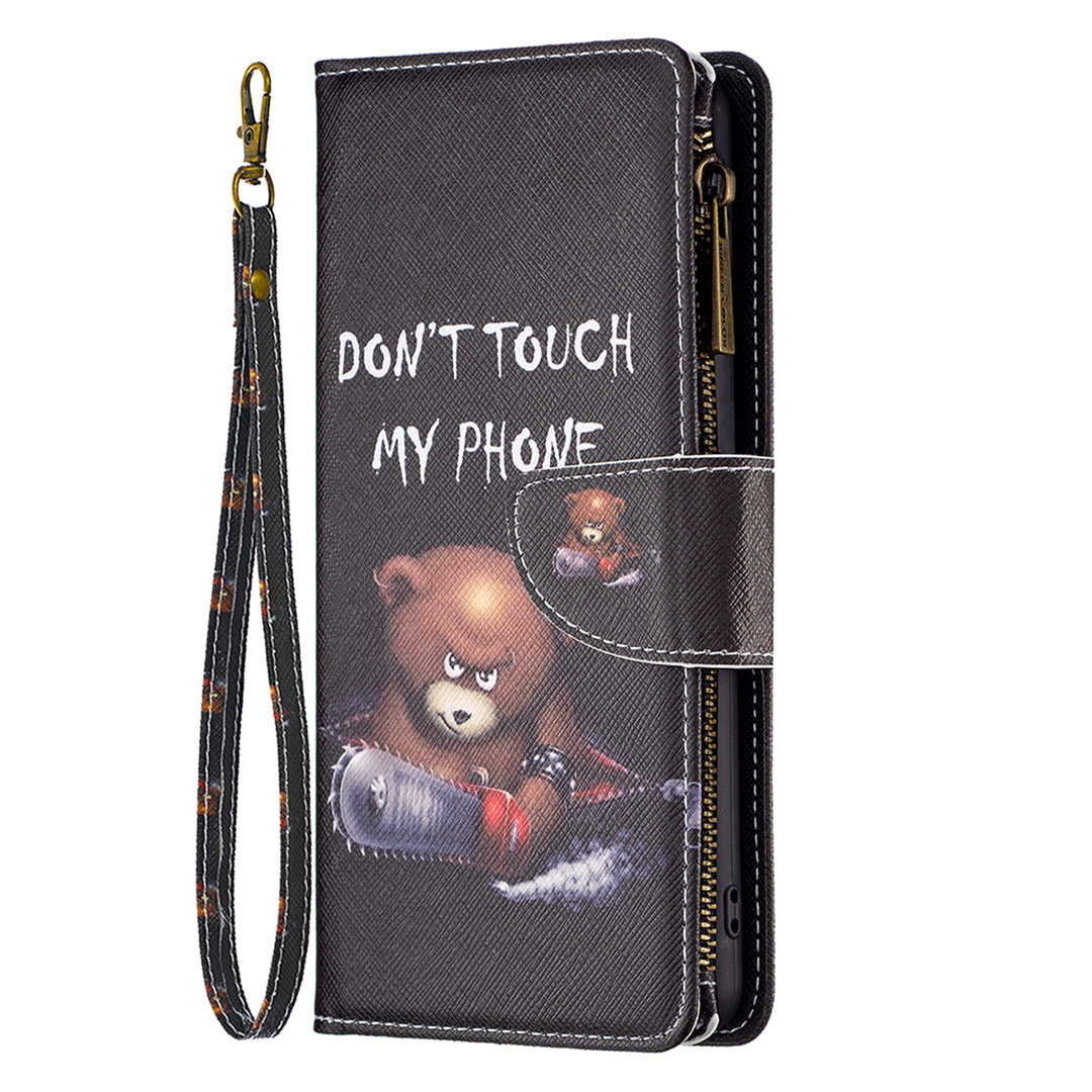 BF03 Zipper Pocket Phone Case for Xiaomi Civi 3 5G Pattern Printing PU Leather Stand Wallet Cover