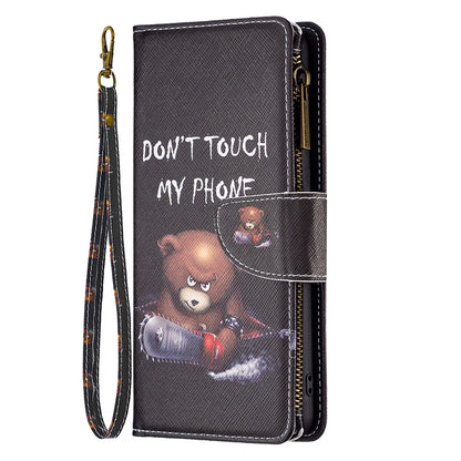 BF03 Zipper Pocket Phone Case for Xiaomi Civi 3 5G Pattern Printing PU Leather Stand Wallet Cover